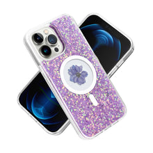 For iPhone 15 Pro Max Case Epoxy Real Flower Glitter Hybrid +2 Screen Protectors