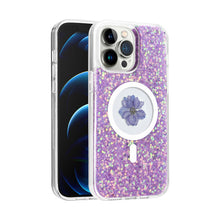 For iPhone 15 Pro Max Case Epoxy Real Flower Glitter Hybrid +2 Screen Protectors