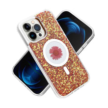 For iPhone 15 Pro Max Case Epoxy Real Flower Glitter Hybrid +2 Screen Protectors