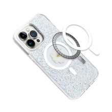 For iPhone 13/14 Case Epoxy Real Flower Glitter Hybrid Cover + Tempered Glass