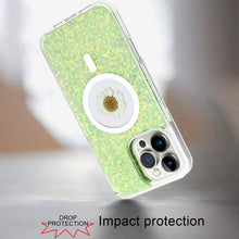 For iPhone 16 PRO MAX Case Epoxy Real Flower Glitter Hybrid + Tempered Glass