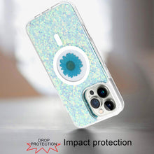 For iPhone 16 PRO MAX Case Epoxy Real Flower Glitter Hybrid + Tempered Glass