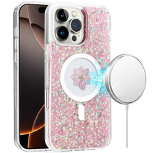 For iPhone 16 PRO MAX Case Epoxy Real Flower Glitter Hybrid + Tempered Glass