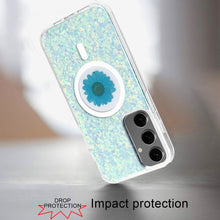 For Samsung S24+/S25+ Case Epoxy Real Flower Glitter Hybrid + Tempered Glass