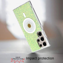 For Samsung S25 Ultra Case Epoxy Real Flower Glitter Hybrid + Tempered Glass