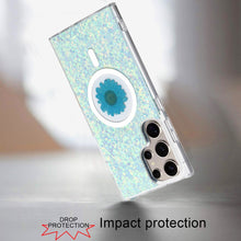 For Samsung S25 Ultra Case Epoxy Real Flower Glitter Hybrid + Tempered Glass