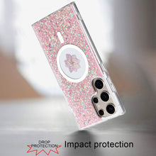 For Samsung S25 Ultra Case Epoxy Real Flower Glitter Hybrid + Tempered Glass