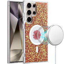 For Samsung S25 Ultra Case Epoxy Real Flower Glitter Hybrid + Tempered Glass