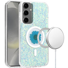 For Samsung Galaxy S24+ Plus Case Epoxy Flower Glitter Magnetic Charging Hybrid