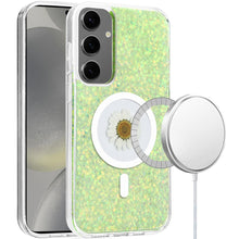 For Samsung Galaxy S24+ Plus Case Epoxy Flower Glitter Magnetic Charging Hybrid