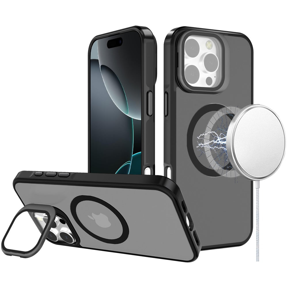 For iPhone 16 PRO MAX Case Aluminum Lens Cover Magnetic Circle + Tempered Glass