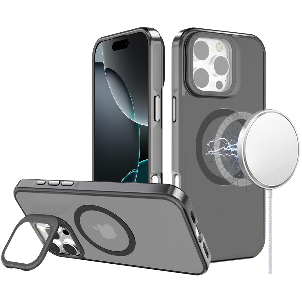 For iPhone 16 PRO MAX Case Aluminum Lens Cover Magnetic Circle + Tempered Glass