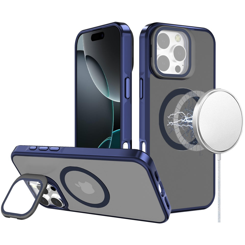 For iPhone 16 PRO MAX Case Aluminum Lens Cover Magnetic Circle + Tempered Glass