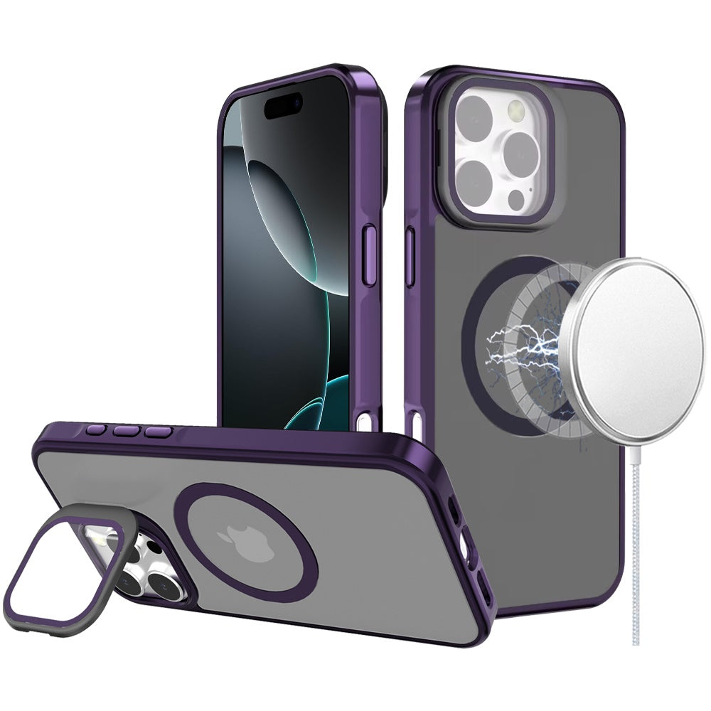 For iPhone 16 PRO MAX Case Aluminum Lens Cover Magnetic Circle + Tempered Glass
