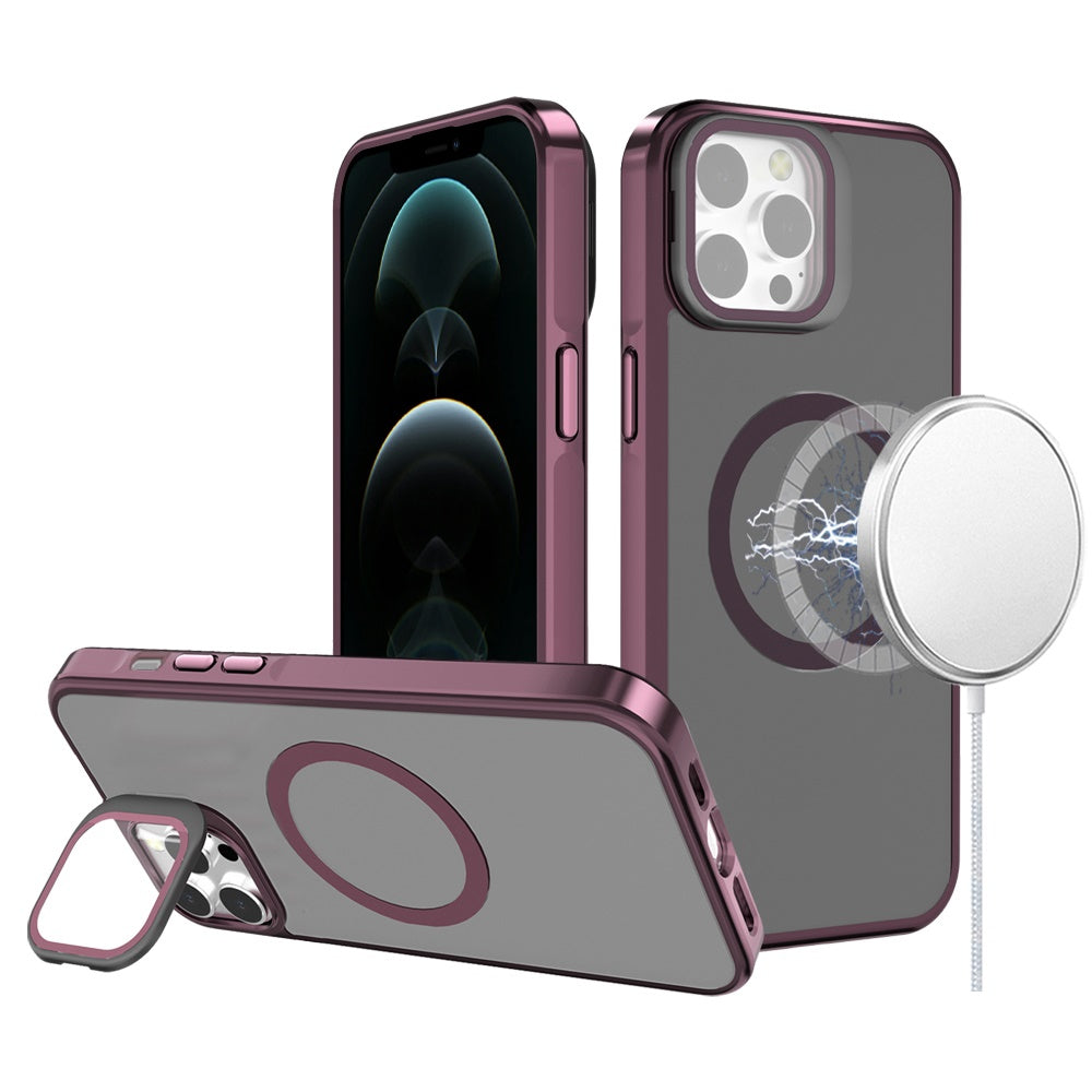 For iPhone 12 Pro Max Case Aluminum Lens Cover Magnetic Circle + Tempered Glass