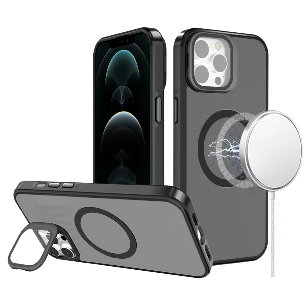 For iPhone 12 Pro Max Case Aluminum Lens Cover Magnetic Circle + Tempered Glass