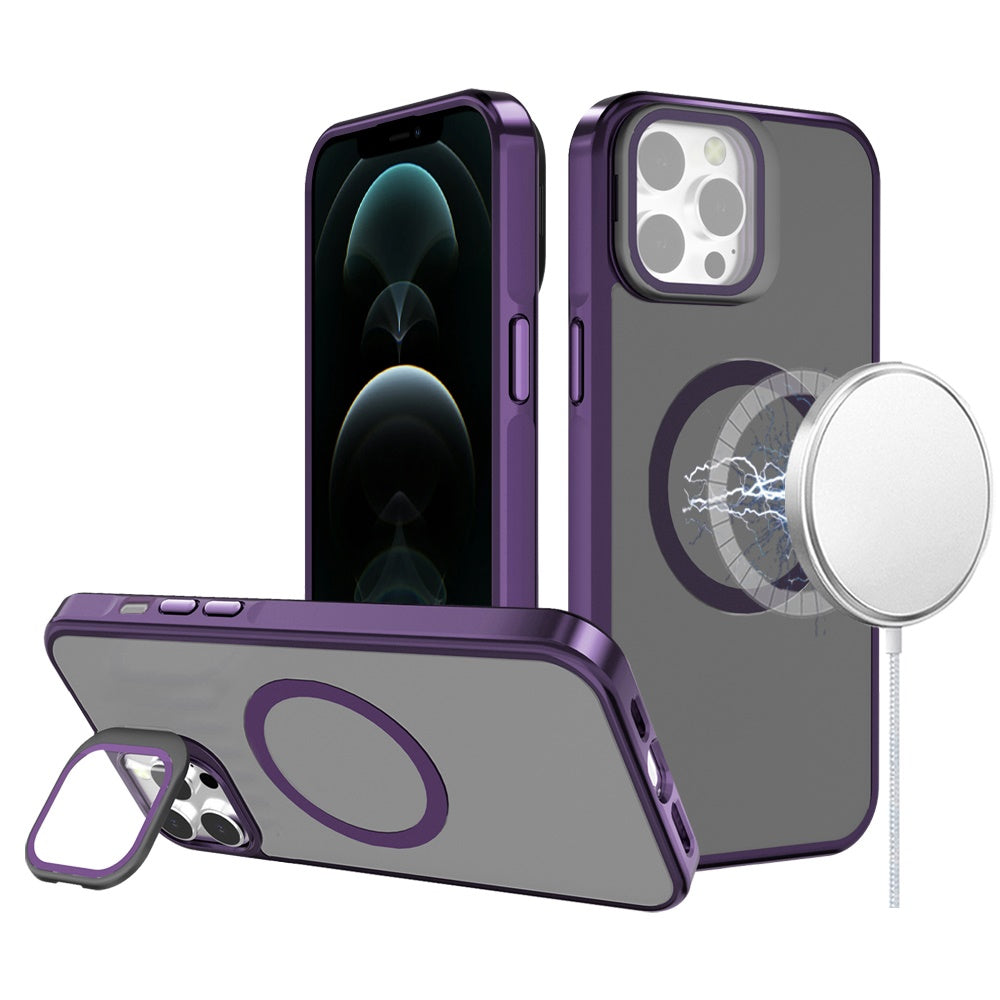 For iPhone 12 Pro Max Case Aluminum Lens Cover Magnetic Circle + Tempered Glass