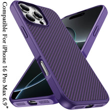 For iPhone 16 PRO MAX Case Carbon Print Hidden Magnetic Circle + Tempered Glass