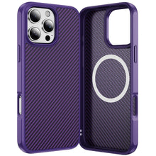 For iPhone 16 PRO MAX Case Carbon Print Hidden Magnetic Circle + Tempered Glass