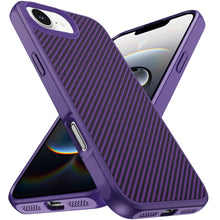 For iPhone 16e Case Carbon Fiber Print Hidden Magnetic Circle + Tempered Glass