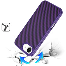 For iPhone 16e Case Carbon Fiber Print Hidden Magnetic Circle + Tempered Glass
