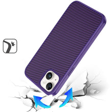 For iPhone 13/14 Case Carbon Fiber Print Hidden Magnetic Circle + Tempered Glass
