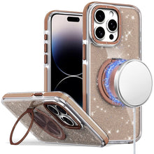 For iPhone 14 PRO MAX 6.7 in. Case Magnetic Circle Metal Stand Full Glitter
