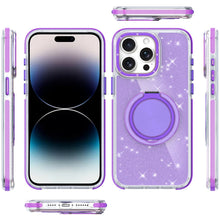 For iPhone 14 PRO MAX 6.7 in. Case Magnetic Circle Metal Stand Full Glitter