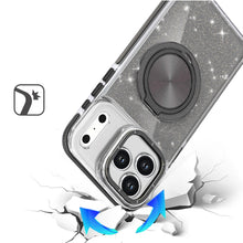 For iPhone 17 Pro Max Case Magnetic Circle Stand Full Glitter + Tempered Glass