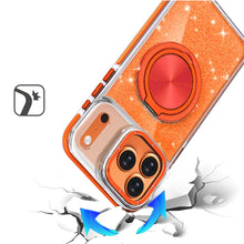 For iPhone 17 PRO Case Magnetic Circle 360 Stand Full Glitter + Tempered Glass