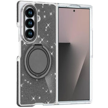 For Samsung Z Fold7 Case Magnetic Circle w/ Stand Full Glitter + Tempered Glass