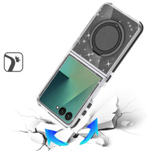 For Samsung Z Flip7 Case Magnetic Circle w/ Stand Full Glitter + Tempered Glass