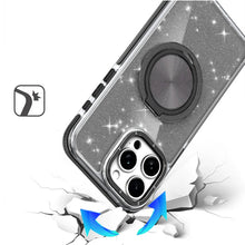 For iPhone 16 PRO MAX Case Magnetic Circle Stand Full Glitter + Tempered Glass