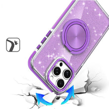 For iPhone 16 PRO MAX Case Magnetic Circle Stand Full Glitter + Tempered Glass
