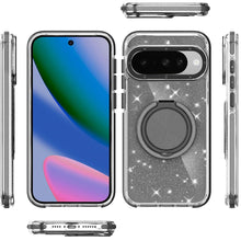 For Google Pixel 10/10 Pro Case Magnetic Circle Stand Glitter + Tempered Glass