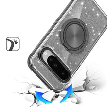 For Google Pixel 10/10 Pro Case Magnetic Circle Stand Glitter + Tempered Glass