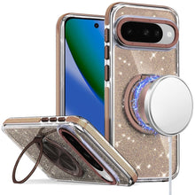 For Google Pixel 10/10 Pro Case Magnetic Circle Stand Glitter + Tempered Glass