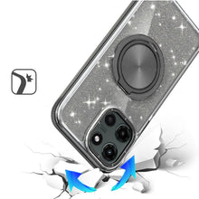 For Moto G Stylus 2025 Case Magnetic Circle Stand Full Glitter + Tempered Glass