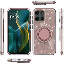 For Moto G Stylus 2025 Case Magnetic Circle Stand Full Glitter + Tempered Glass