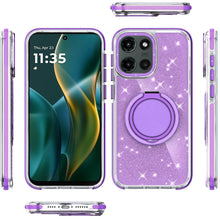 For Moto G Stylus 2025 Case Magnetic Circle Stand Full Glitter + Tempered Glass