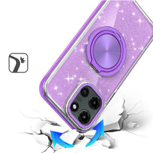 For Moto G Stylus 2025 Case Magnetic Circle Stand Full Glitter + Tempered Glass