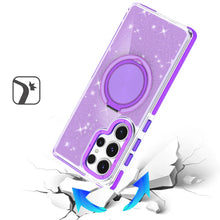 For Samsung S26 Ultra Case Magnetic Circle Stand Full Glitter + Tempered Glass