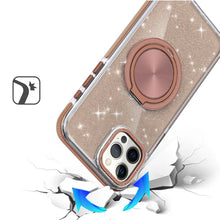 For iPhone 12 Pro Max Case Magnetic Circle Stand Full Glitter + Tempered Glass