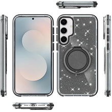 For Samsung S25 FE Case Magnetic Circle Stand Full Glitter + Tempered Glass