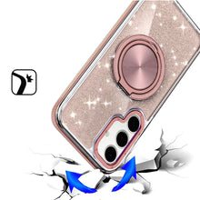 For Samsung S25 FE Case Magnetic Circle Stand Full Glitter + Tempered Glass