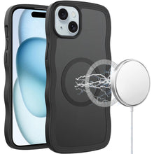 For iPhone 15 Case Wavy Side Grip with Magnetic Circle Cover + 2 Tempered Glass