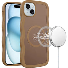 For iPhone 15 Case Wavy Side Grip with Magnetic Circle Cover + 2 Tempered Glass