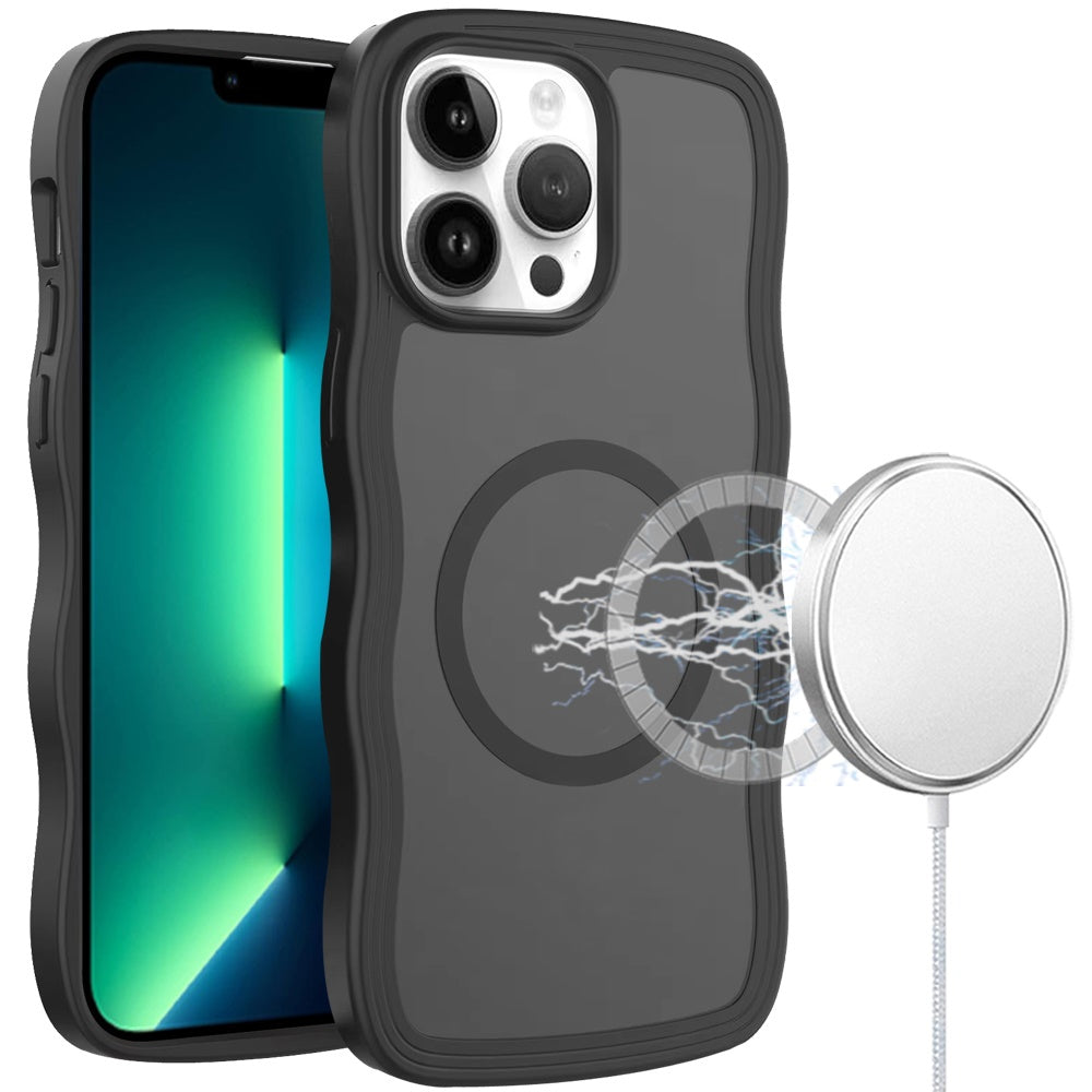 For iPhone 13 Pro Max Case Wavy Side Grip with Magnetic Circle Phone Cover