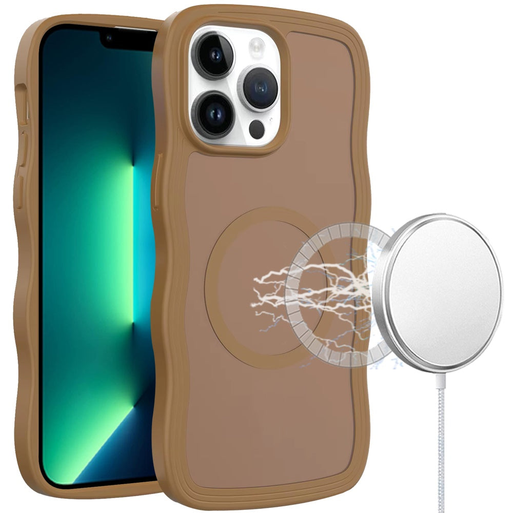 For iPhone 13 Pro Max Case Wavy Side Grip with Magnetic Circle Phone Cover