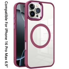 For iPhone 16 PRO MAX Case Magnetic Circle with Metal Buttons + Tempered Glass